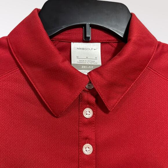 Nike Golf Polo Shirt Women's Medium Red‎ Golf Famous Grouse Dri Fit Short Sleeve - Picture 5 of 10